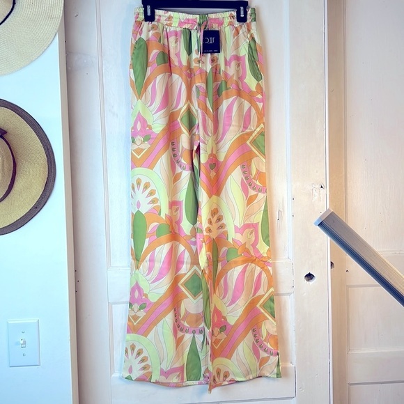 NWT EDIT THE LABEL WIDE LEG RETRO GROOVY PULL ON PANT SZ L SIDE BACK POCKETS - Picture 3 of 14